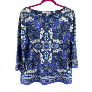 Charter Club Blue and White Paisley Blouse